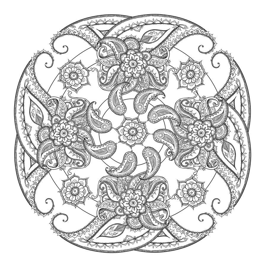 paisley flower coloring book pages for adults - photo #37