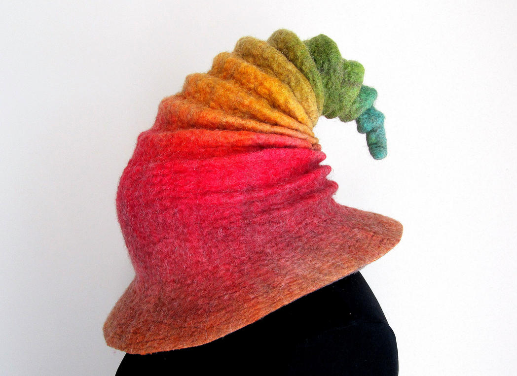 Felted Wizard Hat Red to Blue by HandiCraftKate on DeviantArt